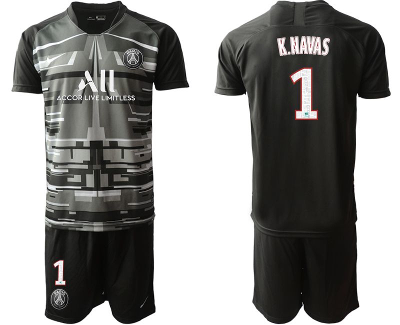Men 2020-2021 club Paris St German black goalkeeper #1 Soccer Jerseys->paris st german jersey->Soccer Club Jersey